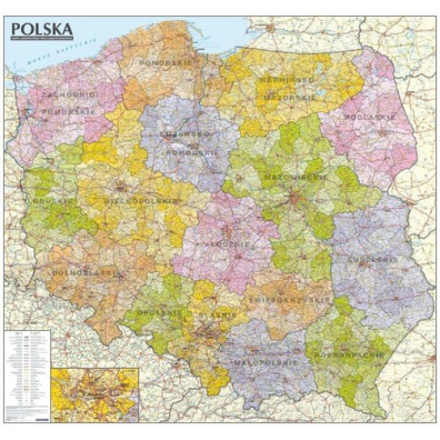 Polska. Mapa administracyjno-samochodowa 1:570 000. Tuba