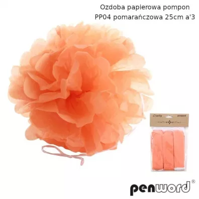 Ozdoba papierowa pompon pomaraczowa 25cm