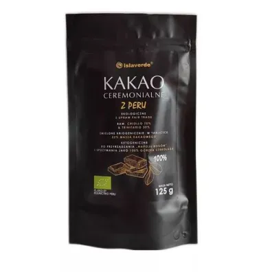 Islaverde Kakao ceremonialne - tabliczka gorzka 100 % kakao 125 g Bio