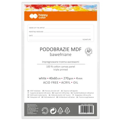 Happy Color Podobrazie bawe�niane impregnowane bia�e 40x60cm, 4mm
