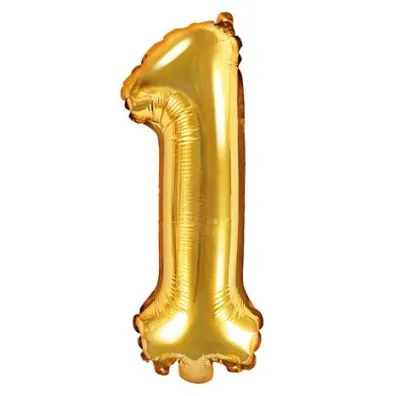 PartyDeco Balon foliowy cyfra "1", 35cm, z�oty