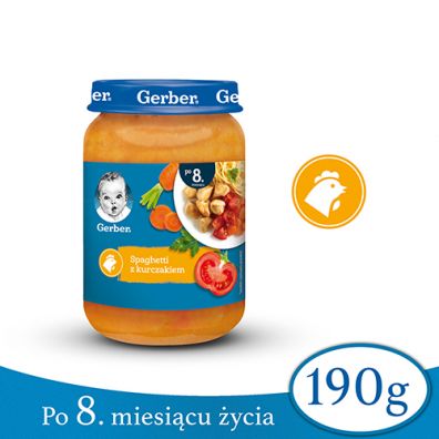 Gerber Obiadek spaghetti z kurczakiem dla niemowlt po 8 miesicu 190 g