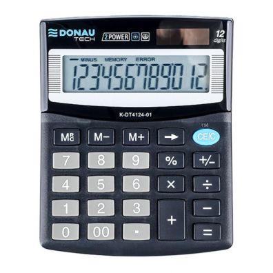 Donau Kalkulator biurowy 12-cyfrowy wywietlacz 12.5 x 10.0 x 2.7 cm