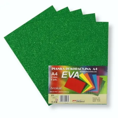 Penword Pianka brokatowa A4 Eva zielona biodegradowalna 5 szt.