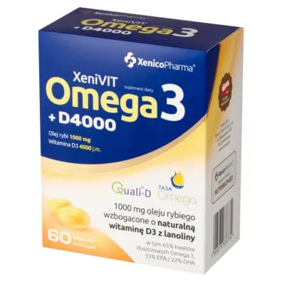 Xenico Pharma Omega 3 + Witamina D3 4000 Suplement diety 60 kaps.