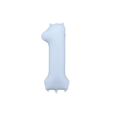 PartyDeco Balon foliowy cyfra 1 86cm mglisty niebieski