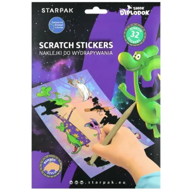 Zestaw kreatywny naklejki do wydrapywania Diplodok STARPAK 548946