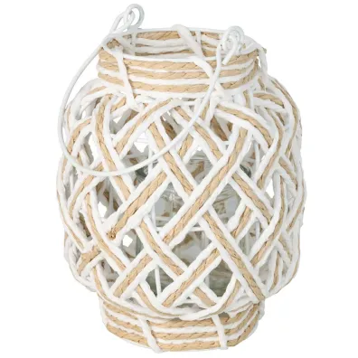 H&S Decoration Pleciony lampion ze szklanym wkadem 16xh20 cm