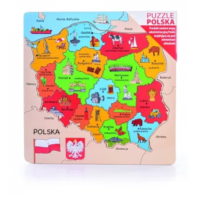 PUZZLE DREWNIANE 16EL MAPA POLSKI HIT Daffi