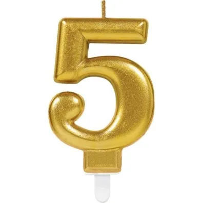 Amscan �wieczka cyferka 5 Sparkling Celebrations z�ota