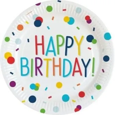 Amscan Talerze owalne papierowe Happy Birthday 23cm 8 szt.
