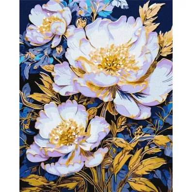Metallic extra Malowanie po numerach - Eleganckie kwiaty 40x50cm