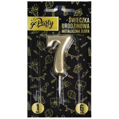 GoParty �wieczka urodzinowa 7 Metaliczna z�ota