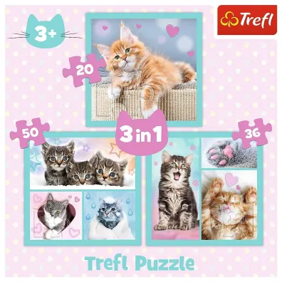 Puzzle 3w1 (20+50+36 el.) S�odkie zwierzaki Trefl
