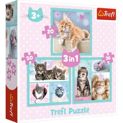 Puzzle 3w1 (20+50+36 el.) S�odkie zwierzaki Trefl