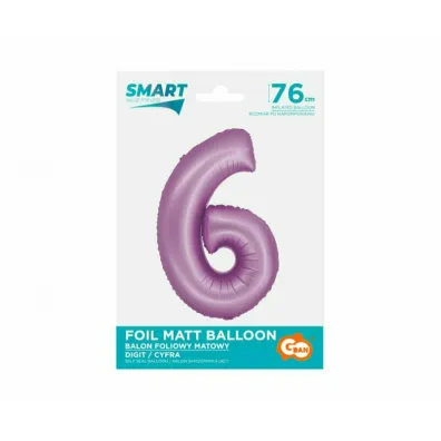 Godan Balon foliowy Smart Cyfra 6 lawendowa matowa 76cm