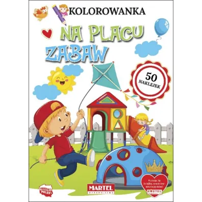 Na placu zabaw. Kolorowanka z naklejkami