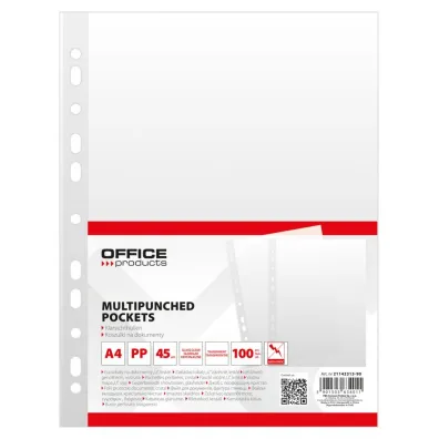 Paczka Koszulki na dokumenty Office Products PP A4 krystal 45mikr. 100szt.