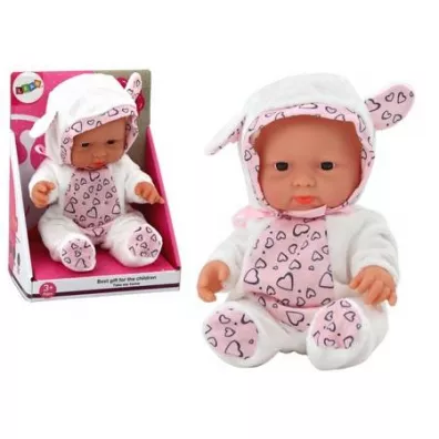 Lalka bobas bia�e ubranko 21cm LeanToys