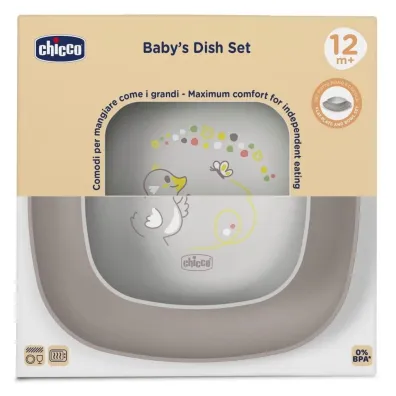 Chicco Zestaw 2 talerzy szary 12m+