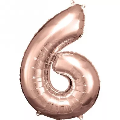 Amscan Balon foliowy cyfra 6 r�owe z�oto 60x86cm