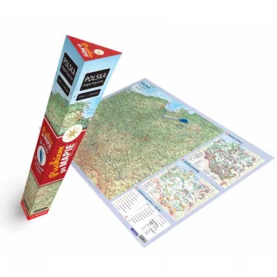 Polska mapa fizyczna PLAKAT