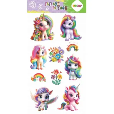 Tatua�e zmywalne Flower Unicorns HAPPY COLOR