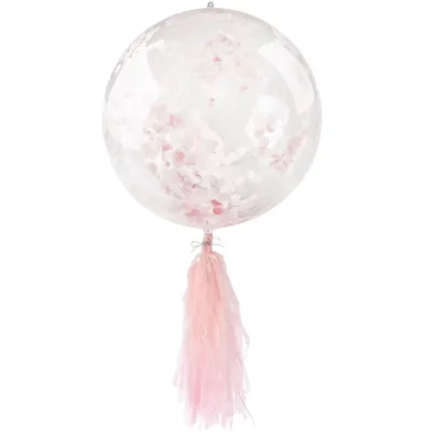 Arpex Balon PCV prze�roczysty z konfetti z fr�dzlami BLF5757 r�owy