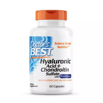 Doctors Best Hyaluronic Acid + Chondroitin Sulfate with BioCell Collagen Suplement diety 60 kaps.