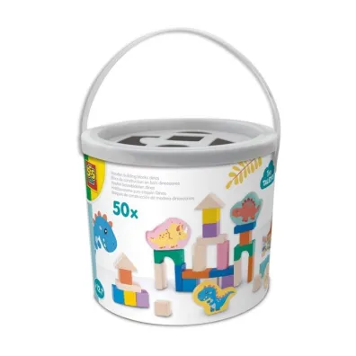 Drewniane klocki Dinozaury &ndash; 50 element�w w wiaderku