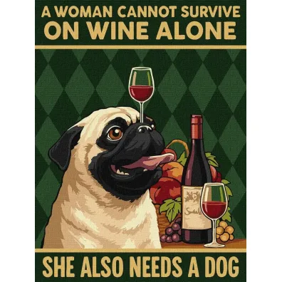 Ideyka Malowanie po numerach - Plakat. Wino i pies 30x40cm