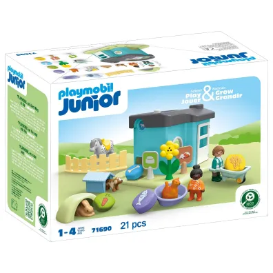 Playmobil Junior Hotel dla zwierz�t z dozownikiem pokarmu 71690