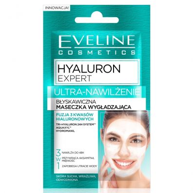 Фото - Інша косметика Eveline Cosmetics Hyaluron Expert Ultra-nawilżenie błyskawiczna maseczka wygładzająca 3w1 7 ml 