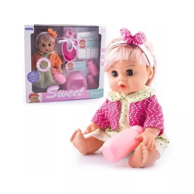 Lalka bobas z w�osami, m�wi�ca, sikaj�ca akcesoria Lena