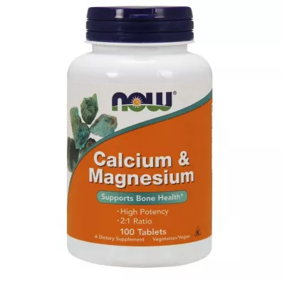 Now Foods Calcium & Magnesium 2:1 - Wap + Magnez Suplement diety 100 tab.