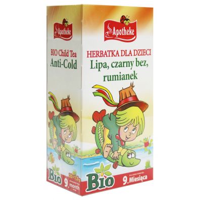 Apotheke Herbatka dla dzieci Lipa, czarny bez, rumianek 20 x 1,5 g Bio