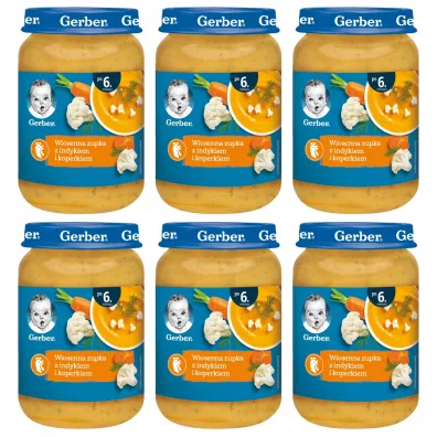 Gerber Wiosenna zupka z indykiem i koperkiem dla niemowlt po 6 miesicu zgrzewka 6 x 190 g