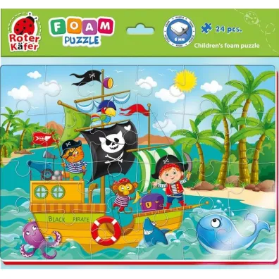Pakiet Pirata: Jak zosta� piratem? Wyprawa na Karaiby, Wydrapywanka Pirate, Puzzle piankowe 24 el. Zabawne obrazki. Piraci