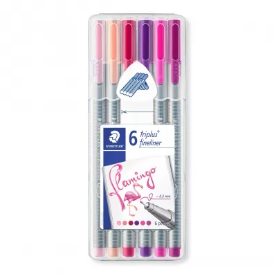 Staedtler Cienkopis tr�jk�tny Triplus FLAMINGO, 0.3 mm, 6 kolor�w, w etui 6 szt.