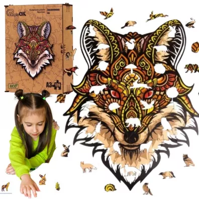 Puzzle drewniane eko 120 el. Zaczarowany lis A3 Maksik