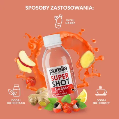 Purella Super Shot Energia imbir + guarana zestaw 16 x 100 ml