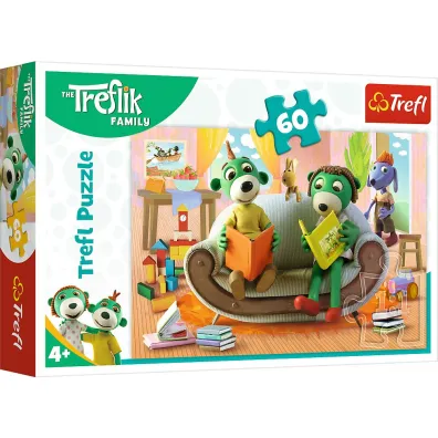 Puzzle 60 el. Wsp�lne czytanie bajek. Rodzina Treflik�w