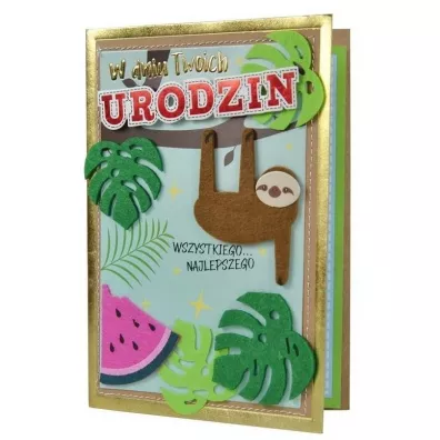 Kukartka Karnet B6 Urodziny leniwiec FR-015