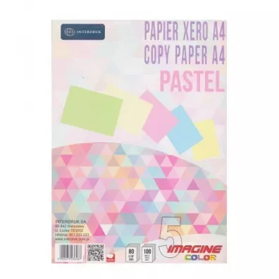 Interdruk Papier ksero A4 Pastel 5 kolor�w 100 kartek