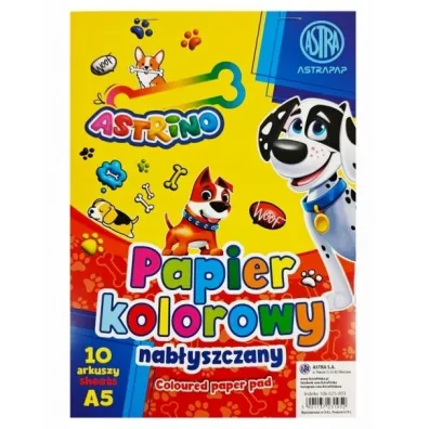 Astra Zeszyt papier�w kolorowych nab�yszczanych A5/10k