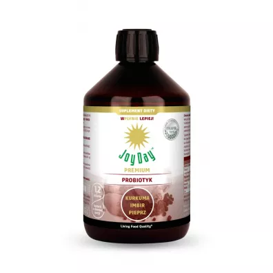 Joy Day Suplement diety koncentrat napoju probiotycznego kurkuma imbir pieprz bezglutenowy 500 ml Bio