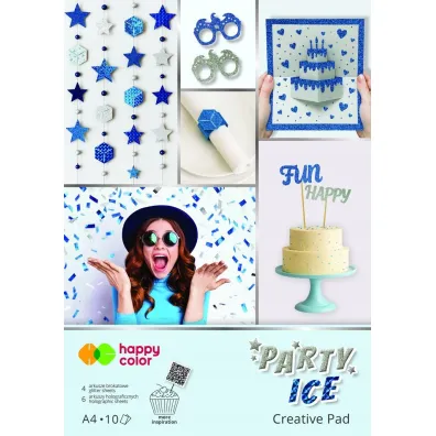 Happy Color Blok PARTY Ice A4 holographic + brokat 75-150 g/m2 10 arkuszy