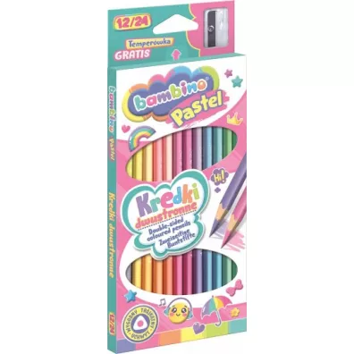 St. Majewski Kredki dwustronne tr�jk�tne Bambino Pastel 24 kolory 12 szt.