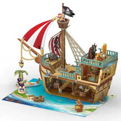 Puzzle 3D 157 el. Piracki statek skarb�w Cubic Fun