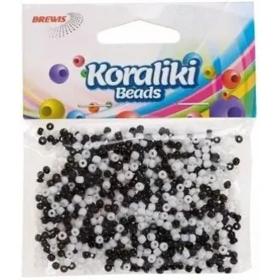 Brewis Koraliki akrylowe do nawlekania bia�e czarne 35mm